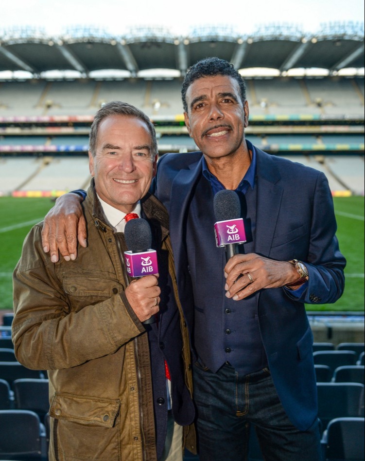 18 September 2017; Jeff Stelling and Chris Kamara in Croke Park following the match. Watch Jeff Stelling and Chris Kamara commentate on the All-Ireland Football Final in the final episode of AIB¿s Jeff & Kammy¿s Journey to Croker airing on www.youtube.com/AIB at 5pm on Monday 25th September. For exclusive content and behind the scenes action follow AIB GAA on Facebook, Twitter, Instagram and Snapchat. Photo by Cody Glenn/Sportsfile