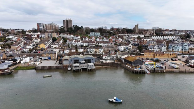 Aerial view of Leigh-on-Sea old town.