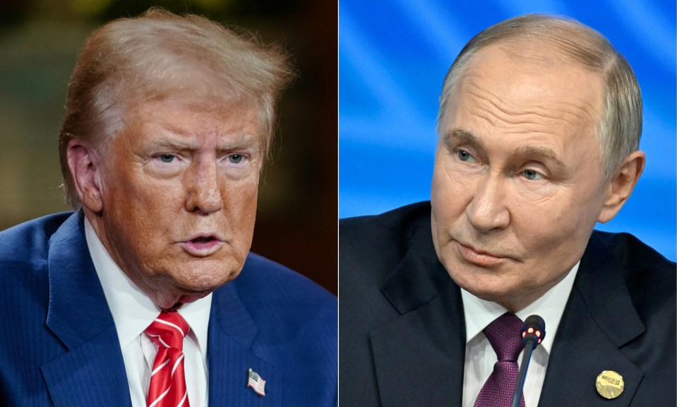 Split image of Donald Trump and Vladimir Putin.