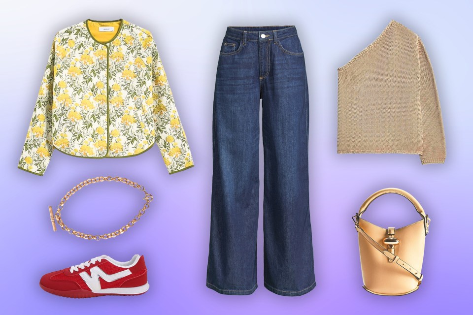 Collage of women's clothing and accessories.