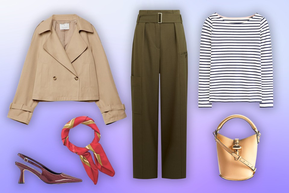 Collage of women's clothing and accessories.