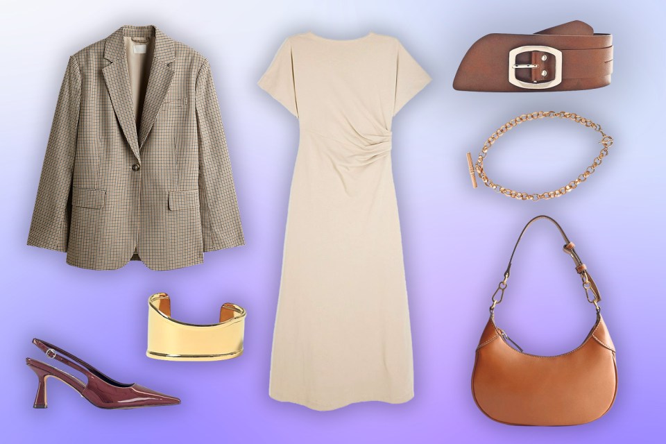 Collage of women's clothing and accessories.