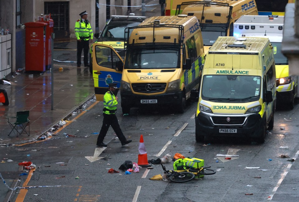 Emergency responders at the scene of an accident.