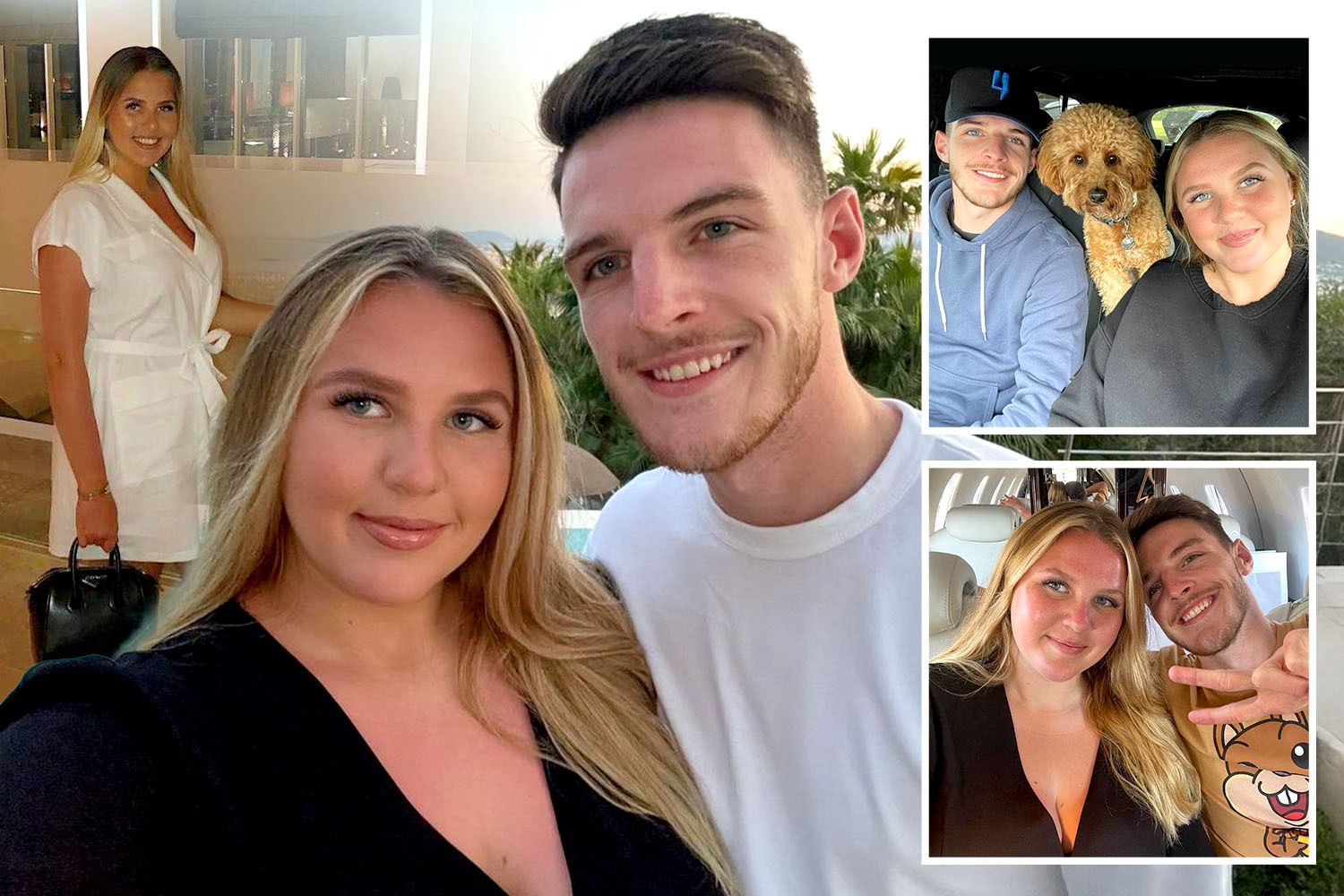 Collage of Declan Rice and his partner.