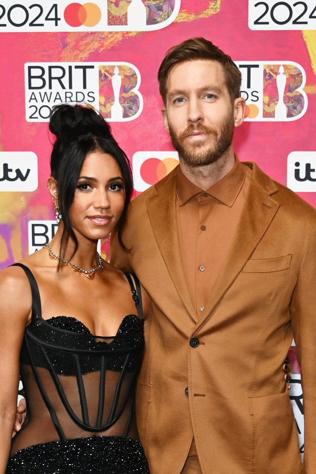 Vick Hope and Calvin Harris at the BRIT Awards 2024.