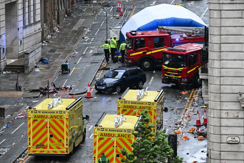 Emergency responders at the scene of a car accident.