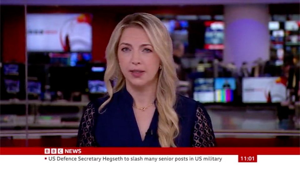 Emma Vardy presenting BBC News.