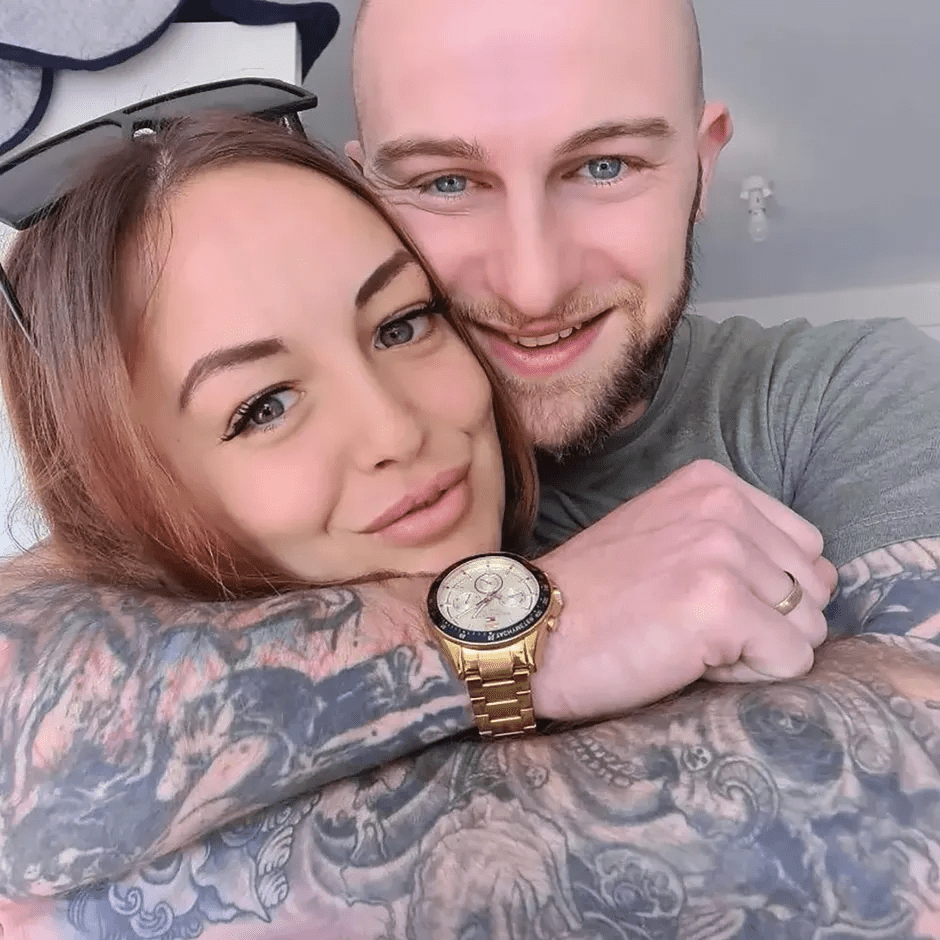 Couple embracing.
