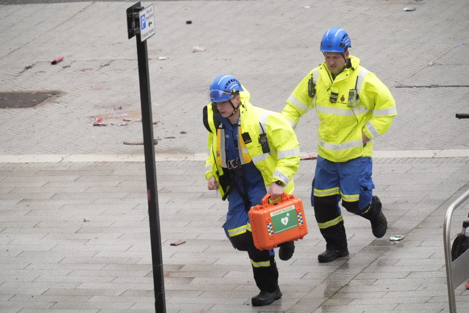 Emergency personnel responding to a road accident.